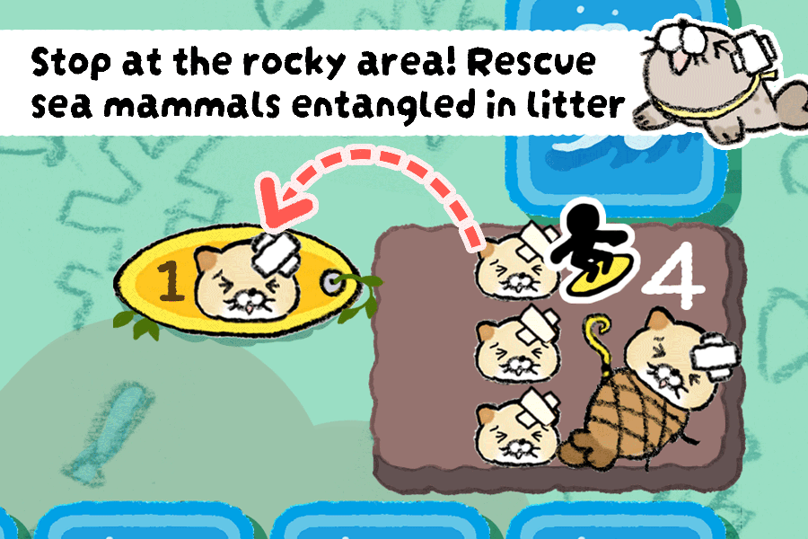 Stop at the rocky area! Rescue sea mammals entangled in litter